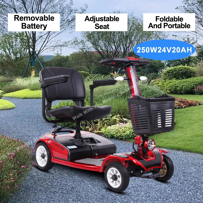 New Mobility Scooter Folding Disabilities Elderly Adult Handicap Vehicle Mini Small With Armrest Basket