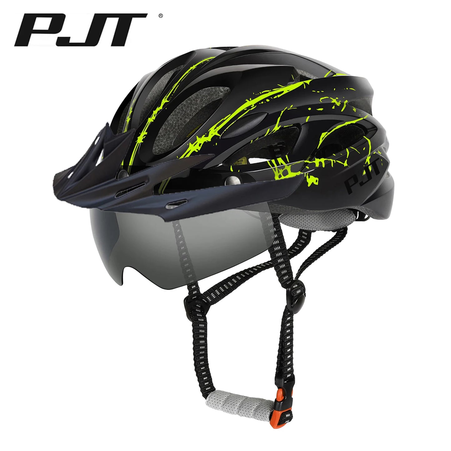 PJT Lightweight Breathable Goggles Bicycle Helmet 4 in 1 Bike Helmet With Sun Visor & Lens Free switching Adult Cycling Helmets