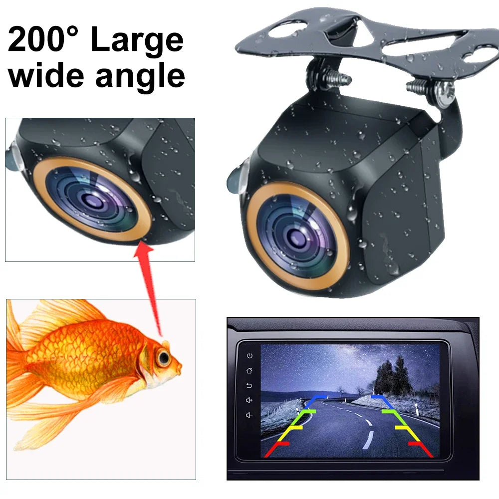 Car Rear View Camera 200° Fisheye Golden Lens Full HD Night Vision Vehicle back Car reversing Front Camera
