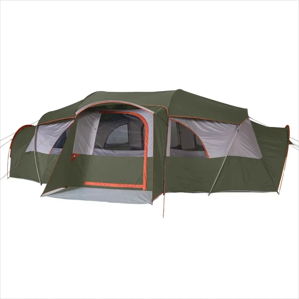 Camping Tent Travel 18-Person Cabin Tent, Poly Taffeta with 3 Covered Entrances Gazebos