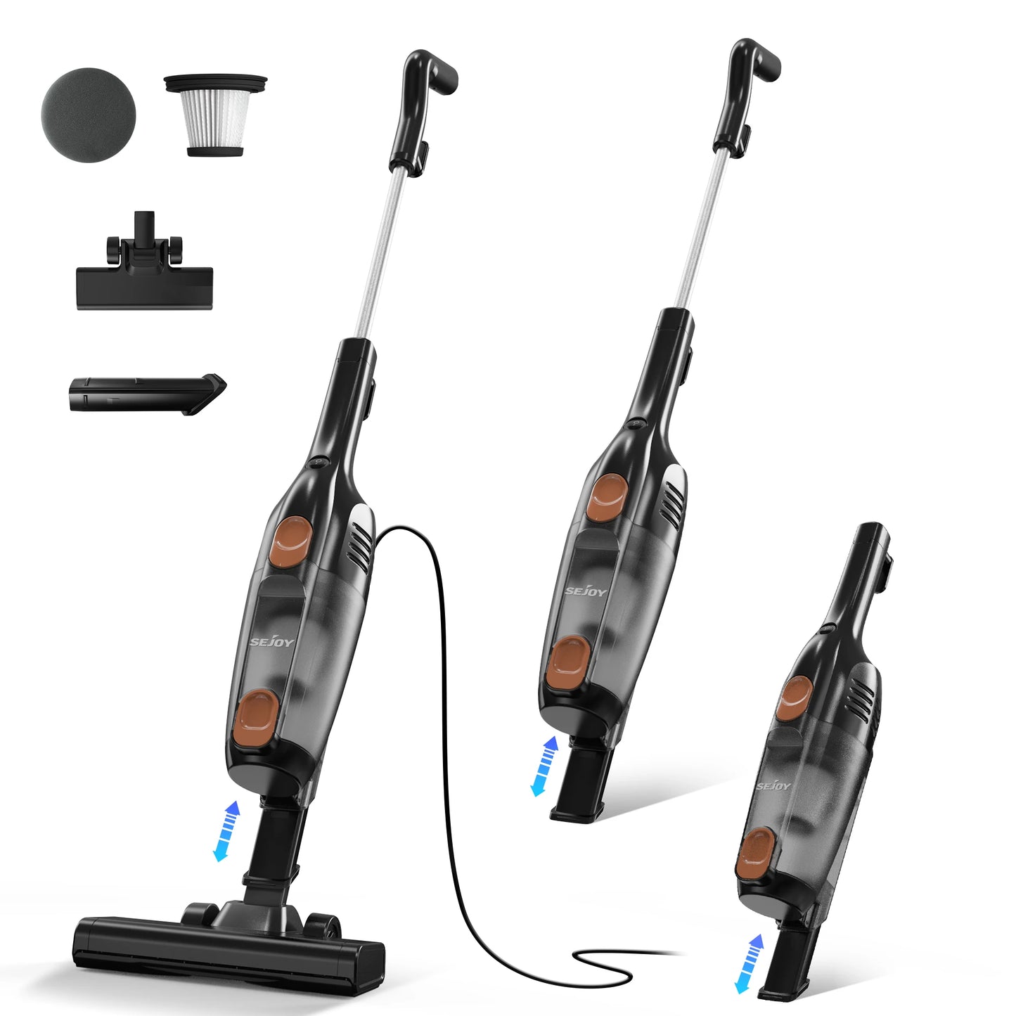 Sejoy Corded Vacuum Cleaners 15Kpa Powerful Suction 600W Motor 2 in 1 Stick Handheld
