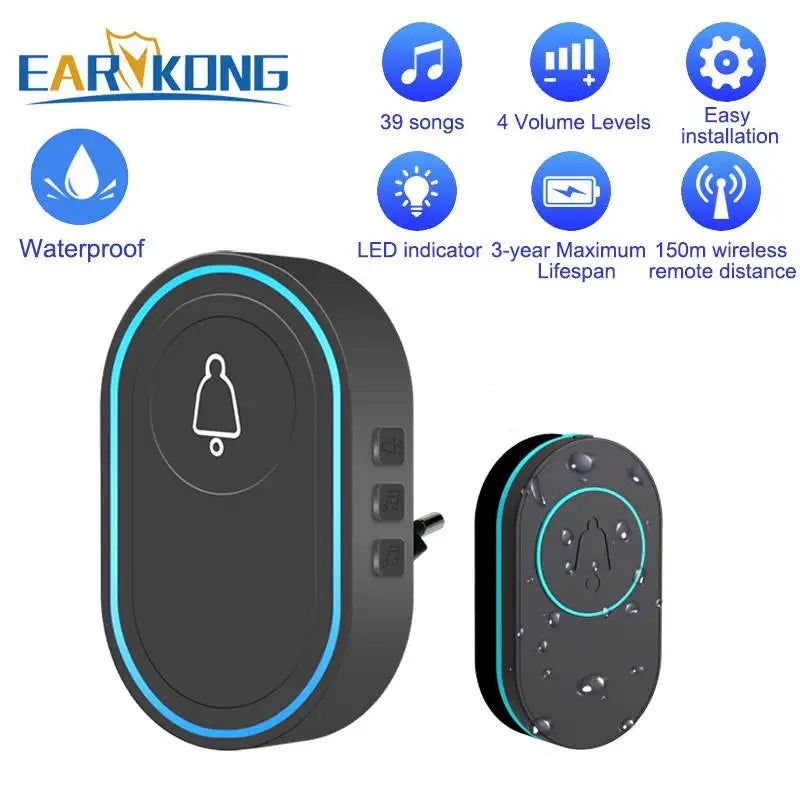 Intelligent Wireless Doorbell Home Welcome Doorbell Waterproof 300m Remote Smart Door Bell Chime