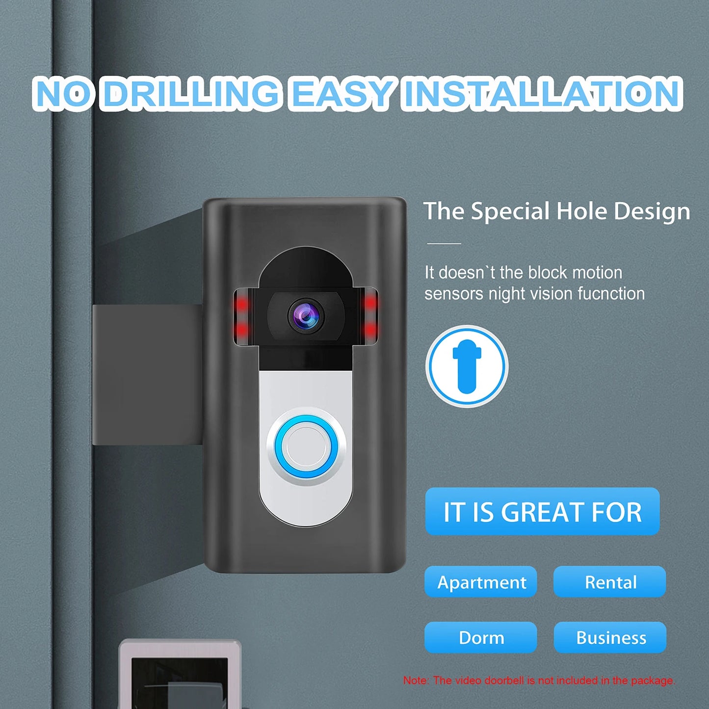 Anti-Theft Doorbell Mount Video Doorbell Mount Easy Installation No Drill Compatible with Blink Video Doorbell/Ring