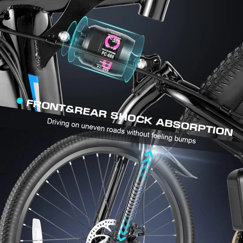 Adults 750W Peak Folding Mountain Bike 26'' Commuter Adult Electric Bike