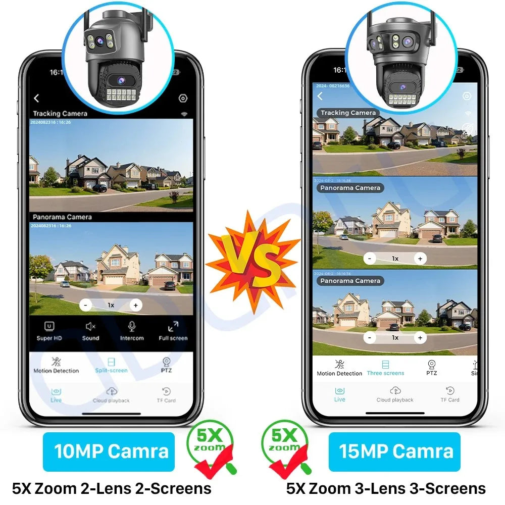 8K Three Lens Three Screens PTZ Camera Outdoor HD 5G Wifi Security Camera Ai Human Detection