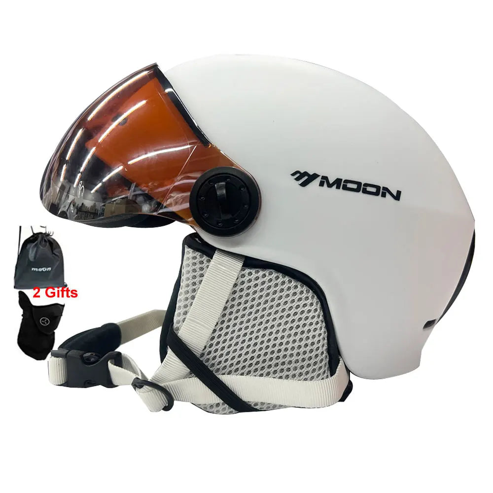 MOON Skiing Helmet Integrally-Molded PC+EPS High-Quality Ski Helmet Goggles Outdoor Sports Ski Snowboard Skateboard Helmets Mens