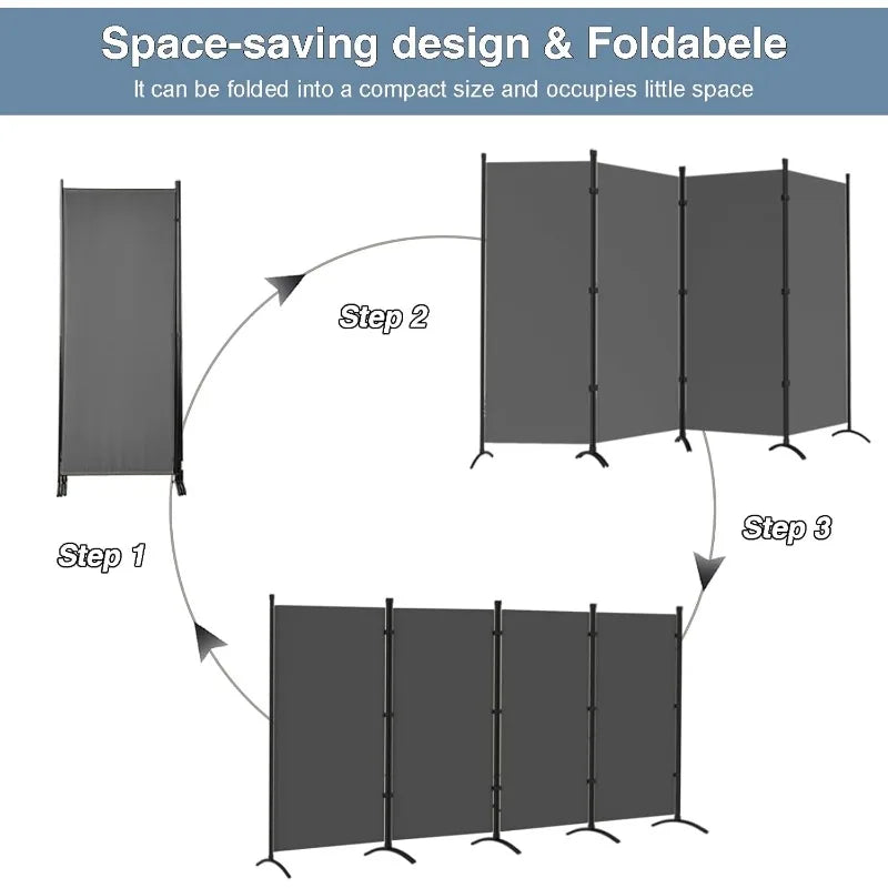 4 Panel Room Divider, Folding Privacy Screen Wall Divider for Room Separation, Freestanding Room Partitions,84”W×67”H