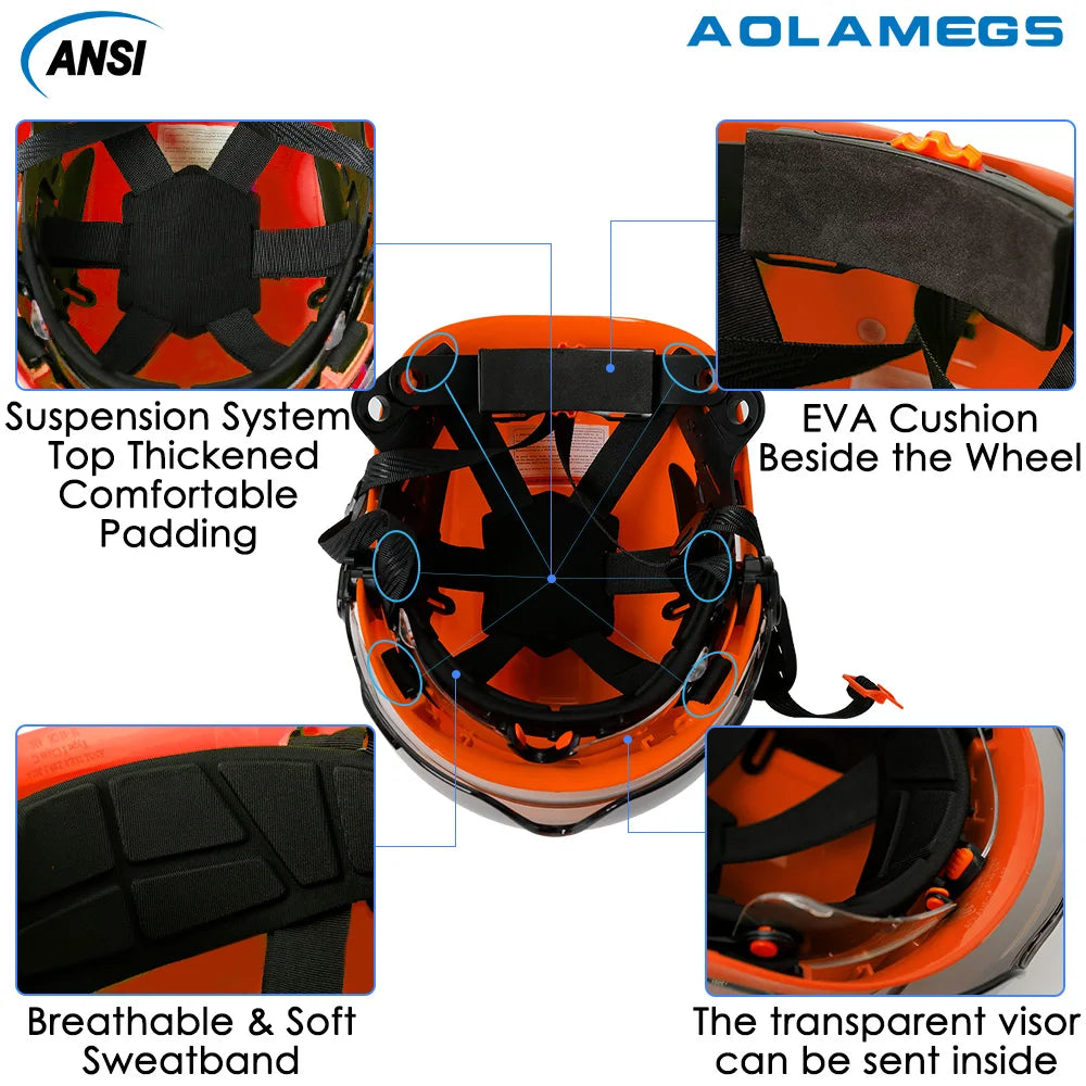 Safety Helmet With Visors Built In Goggles Earmuff Noise Reduction Stickers For Engineer ABS Hard Hat ANSI Industrial Work Cap
