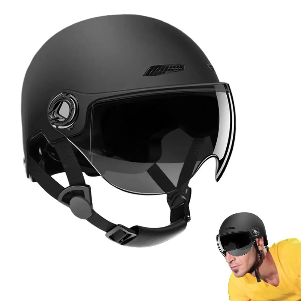 Electric Motorcycle Helmet Motor Car Scooter Bike Men Woman Open Face Half Helmet Anti-UV Safety Hat Bicycle Cap with Goggles