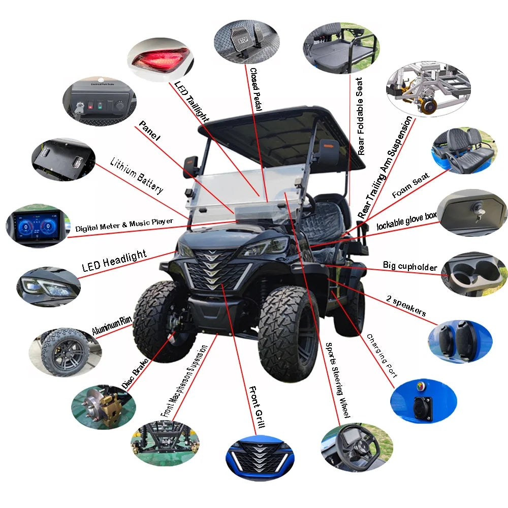2025 Powerful 4 Wheel Club Car 5000W Motor Golf Buggy Cart Rapid Delivery Electric Car Street Legal