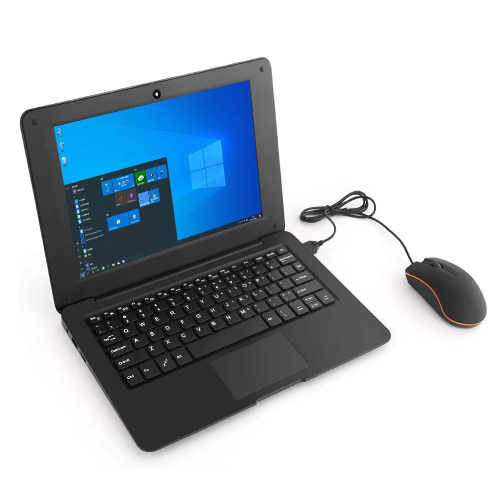 10.1 Inch Computer Laptop Windows 10 OS Preinstalled Quad Core 3GB+64GB Netbook HDMI Webcam Office (Black)