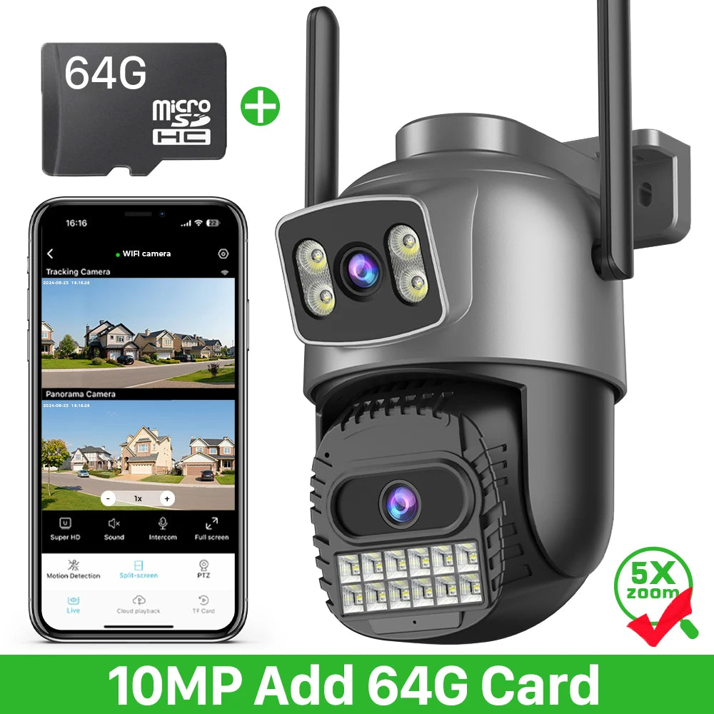 8K Three Lens Three Screens PTZ Camera Outdoor HD 5G Wifi Security Camera Ai Human Detection
