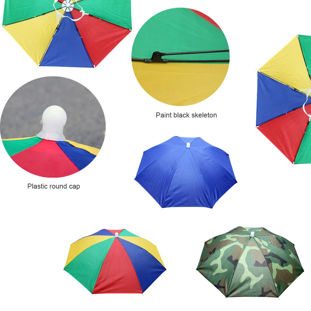 Portable Rain Umbrella Hat Foldable Outdoor Sun Shade Waterproof Camping Cap