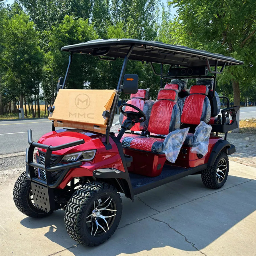 Wholesale China Color Logo Custom Club 4 Seats Car Electric and Gasoline Golf Carts Electric Powered Red 2+2 Seats for Sale