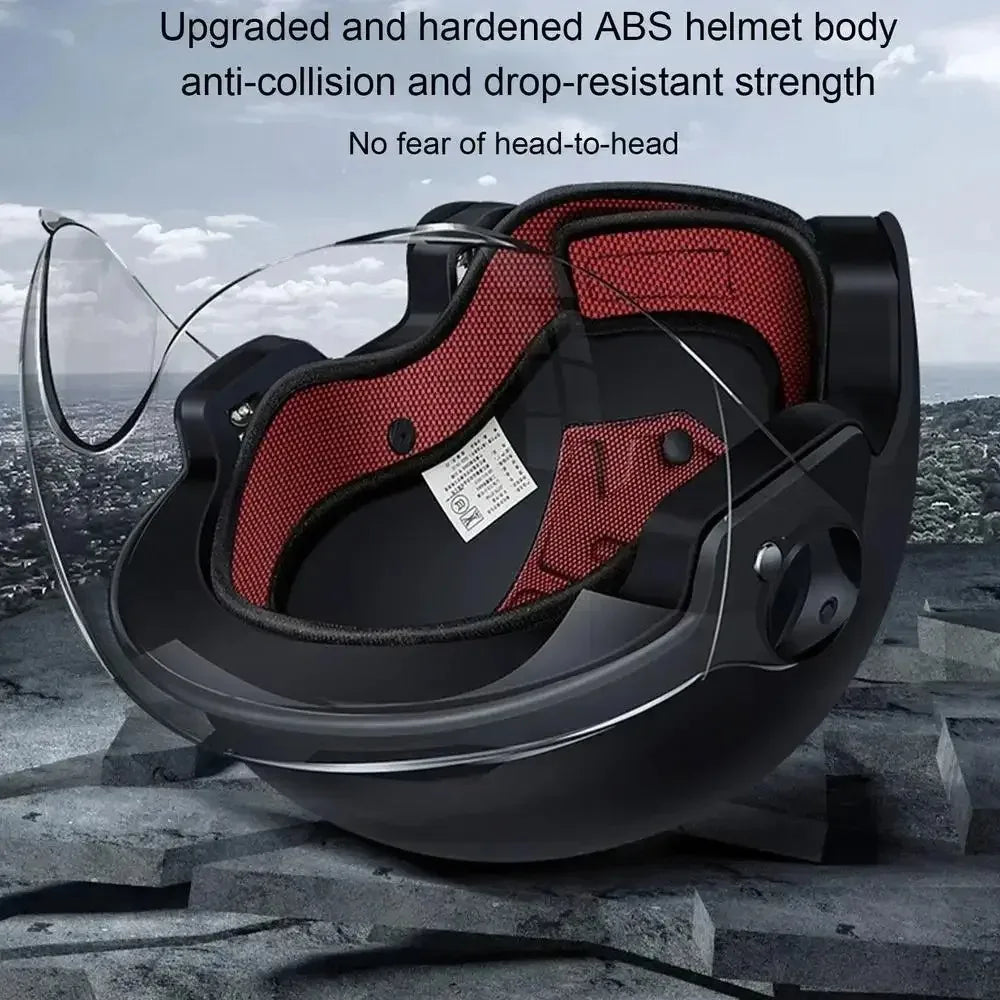 Electric Motorcycle Helmet Motor Car Scooter Bike Men Woman Open Face Half Helmet Anti-UV Safety Hat Bicycle Cap with Goggles