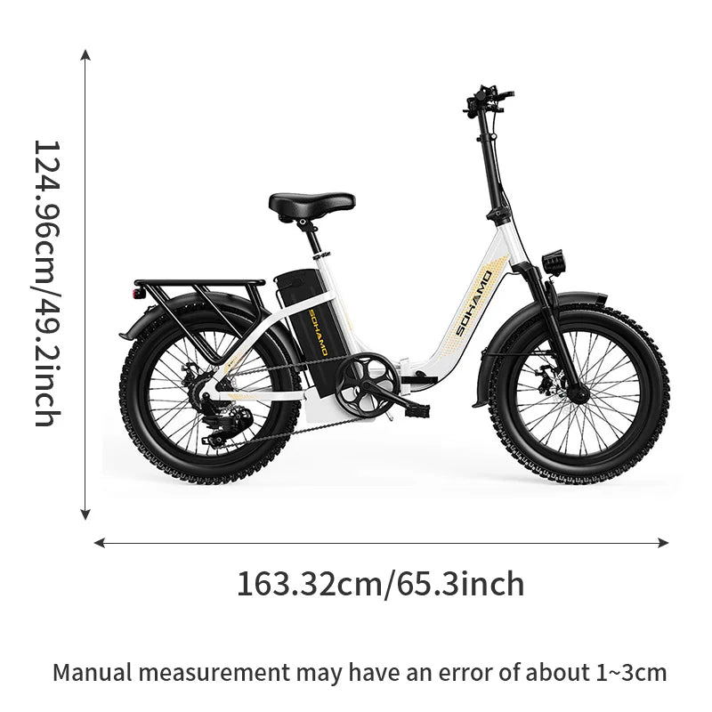 SOHAMO Men Women Road Mountain Folding Electric Bike 48V 20AH 1100W Ebike 60 Miles
