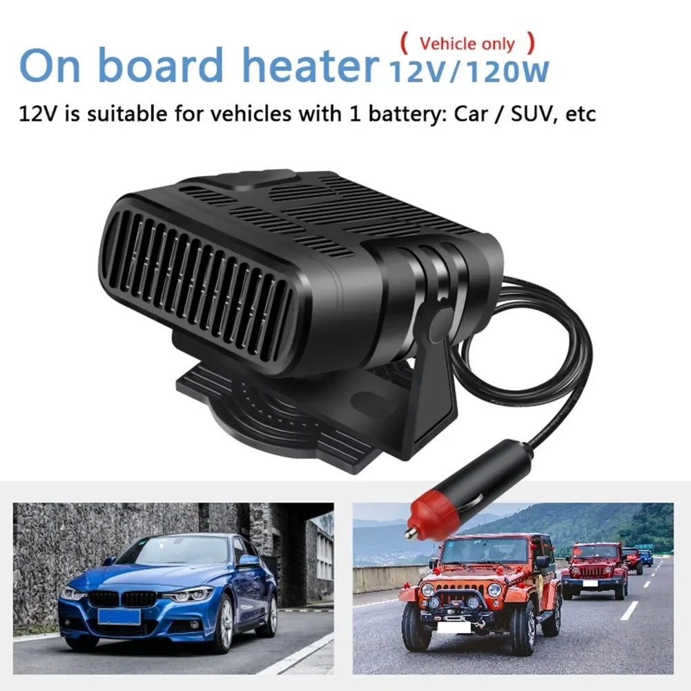 Car Heater Air Cooler Fan 12V/24V Portable Defogger Defroster Heating Fan 120W Dryer Windshield Defogging Accessories