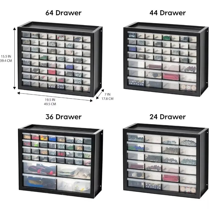 64 Drawer Parts Cabinet, Plastic Drawer Storage for Hardware Crafts USA Screw Organizer, Hardware Storage Organizer,new