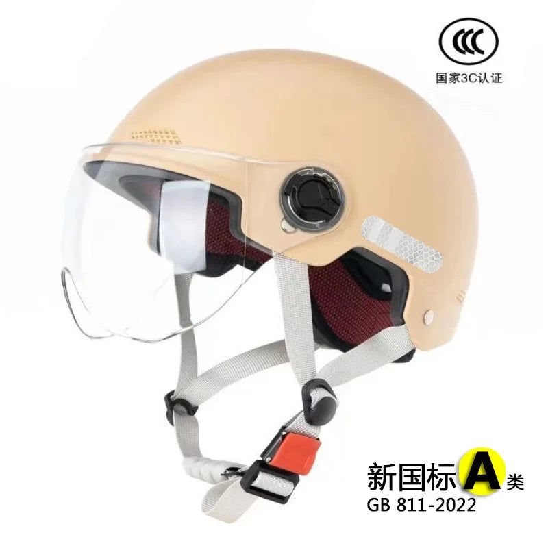 Universal Safety Helmet For Men And Women's Electric Motorcycle Summer Battery Car Half Helmet Four Seasons Recognized By 3C
