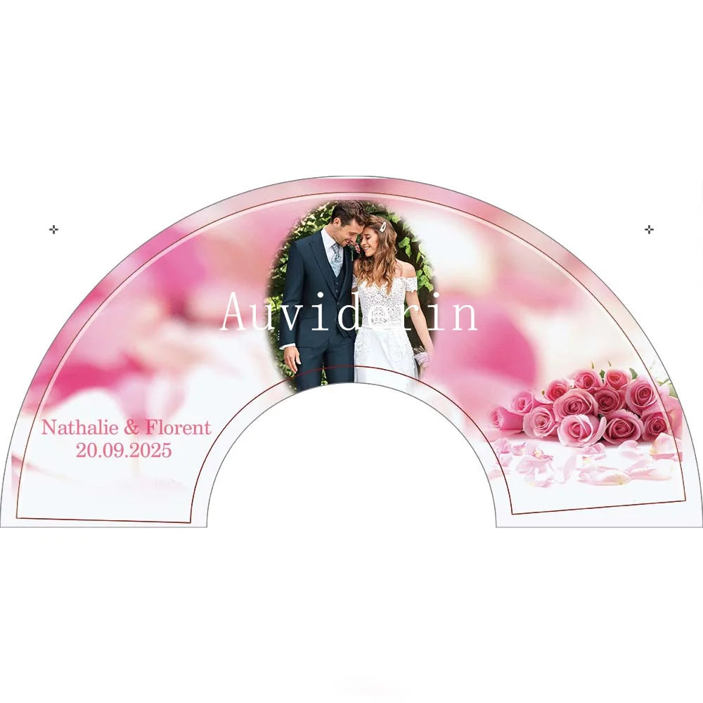 100Pcs Personalized Bamboo Folding Fans Print on Fabric for Promotion Art Activity Custom Fan for Wedding Anniverisity Party