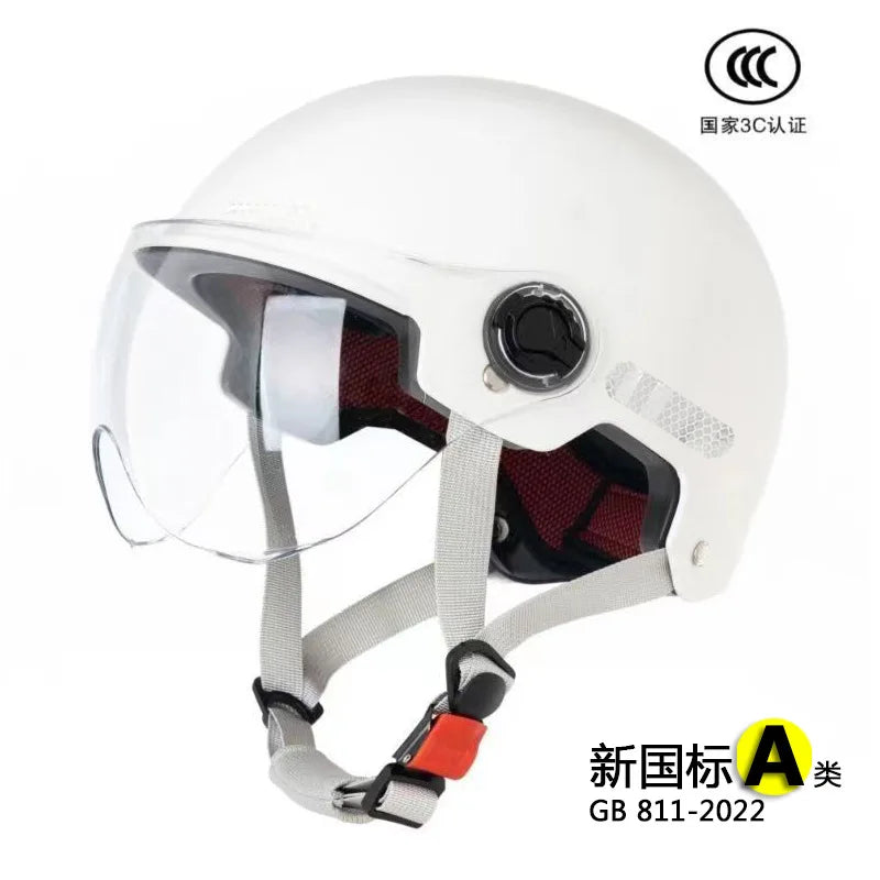 Universal Safety Helmet For Men And Women's Electric Motorcycle Summer Battery Car Half Helmet Four Seasons Recognized By 3C