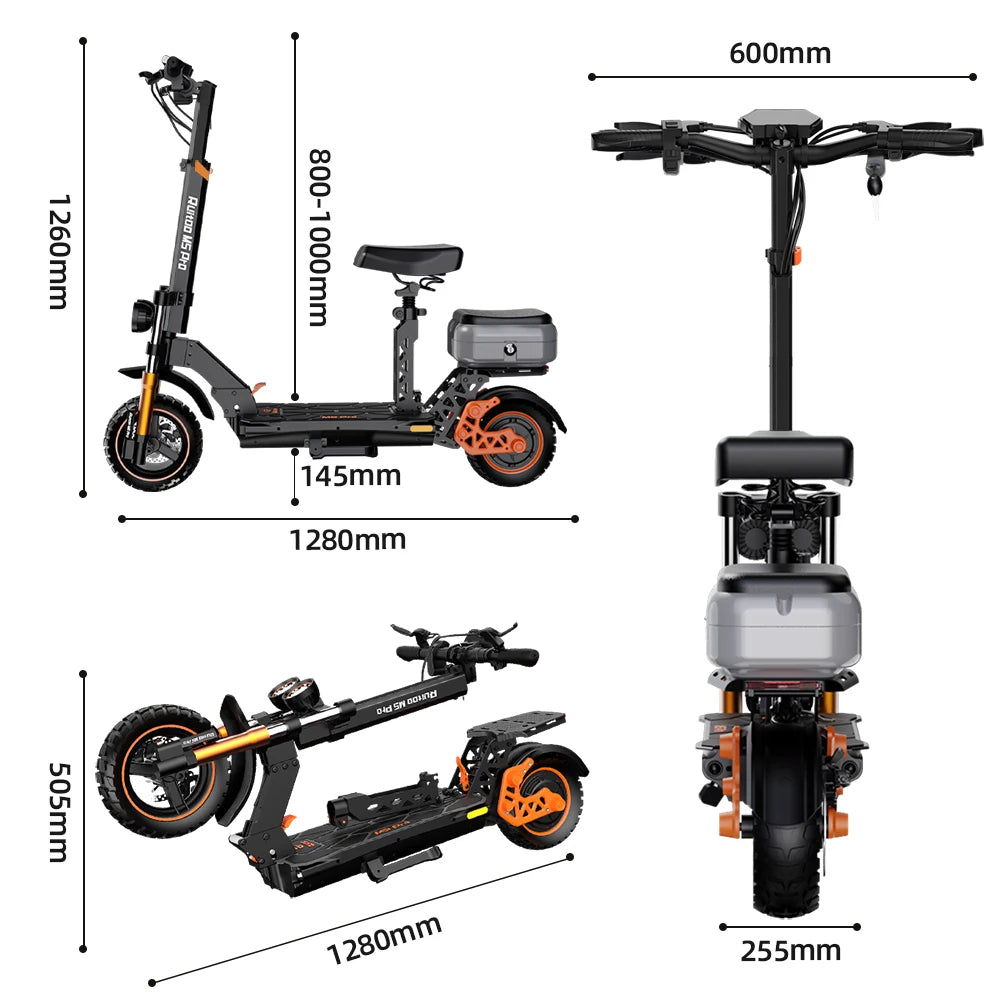 Ruitoo M5Pro Electric Scooter Powerful 1600W 48V20.8AH Lithium Battery Bluetooth Hydraulic Unisex-Directly shipped USA Warehouse