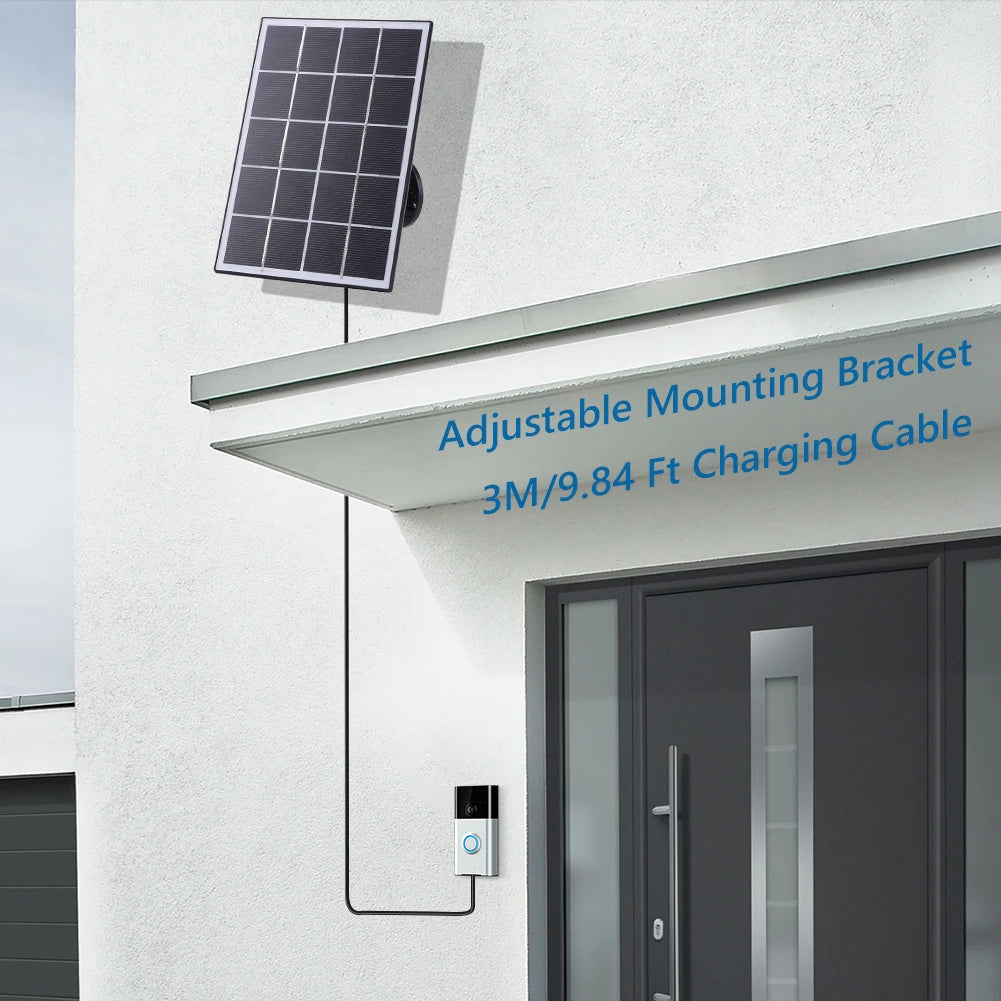 Solar Panel Kit 9.8Ft Charging Cable Solar Charging Panel for Ring Video Doorbell 4/3/3 Plus/2