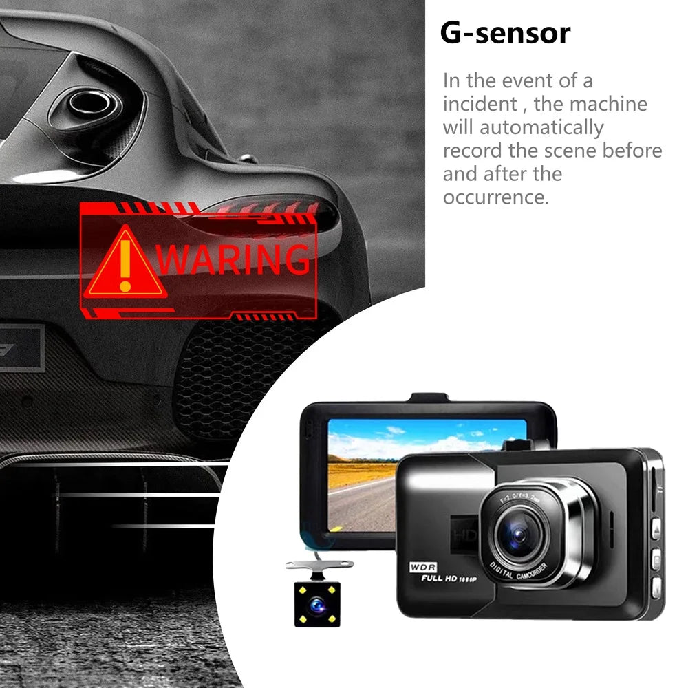 G-sensor Dual-Channel Dash camera Vehicle Video Recorder Night Vision Car Camera Dashcam DVR Rear