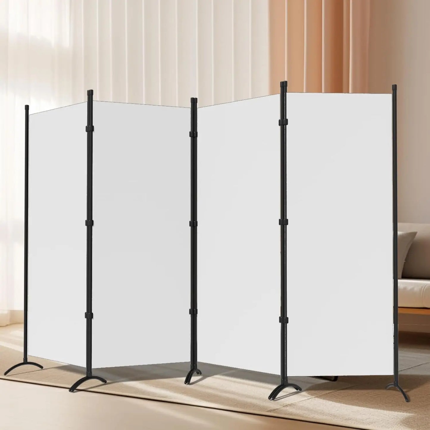 4 Panel Room Divider, Folding Privacy Screen Wall Divider for Room Separation, Freestanding Room Partitions,84”W×67”H