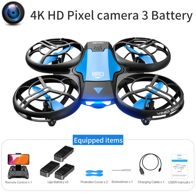 V8 New Mini Drone HD 1080P Wide Angle Camera WiFi FPV Helicopter Kids Toys 4DRC