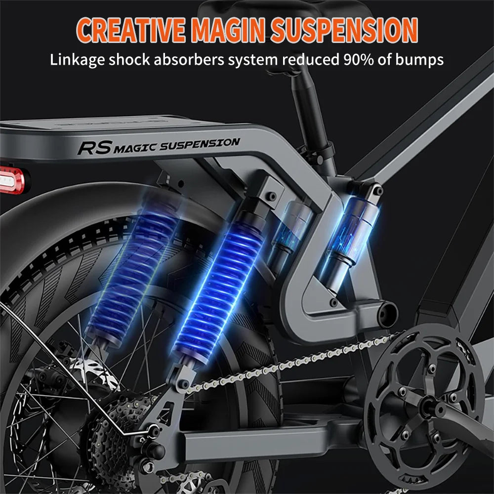 Electric Bike,28MPH Dirt Bike,48V 15AH Removable Battery,Max 60Miles Mountain Electric Bicycle,20'' Fat Tire City Ebike