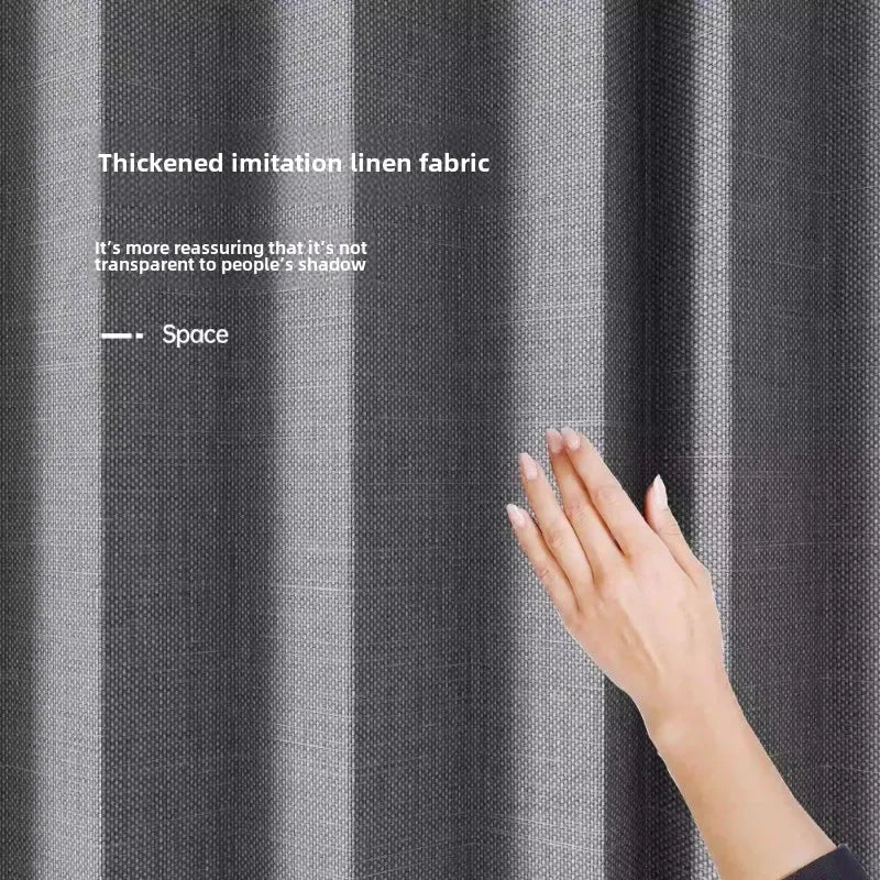 High-end bathroom folding shower curtain without punching invisible tarp toilet partition bath shower dry and wet separation