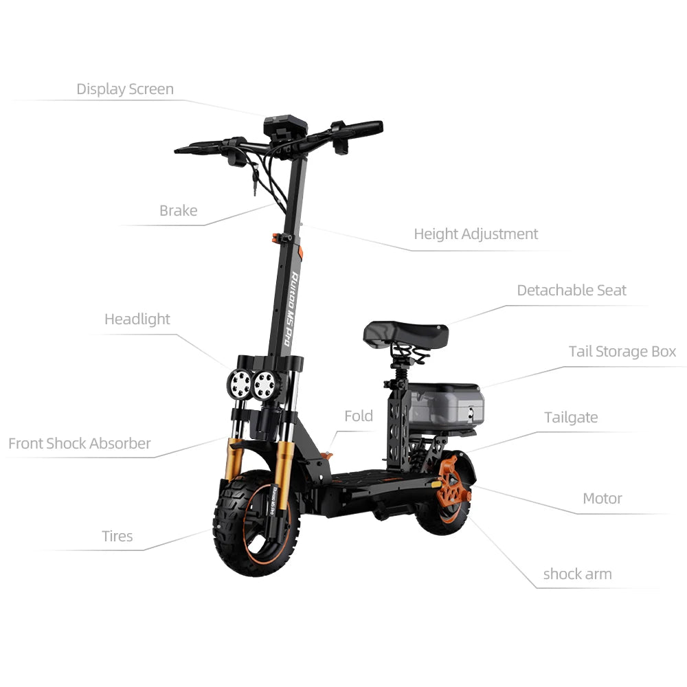 Ruitoo M5Pro Electric Scooter Powerful 1600W 48V20.8AH Lithium Battery Bluetooth Hydraulic Unisex-Directly shipped USA Warehouse