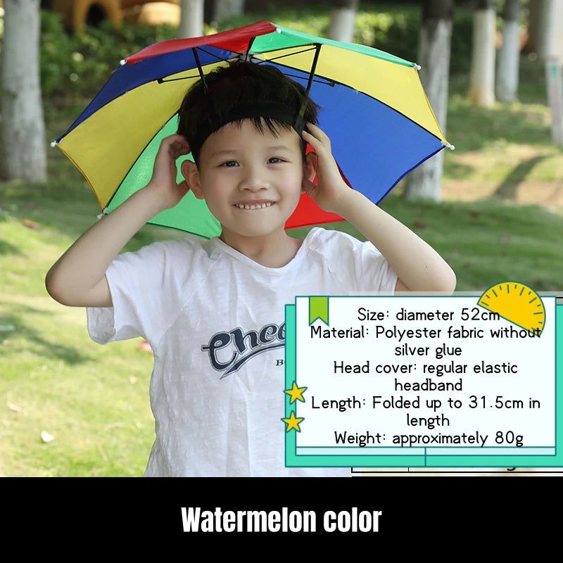 Portable Rain Umbrella Uv Protection Head Umbrella Hat Foldable Outdoor Travel Fishing Sunshade Waterproof Camping Cap Headwear