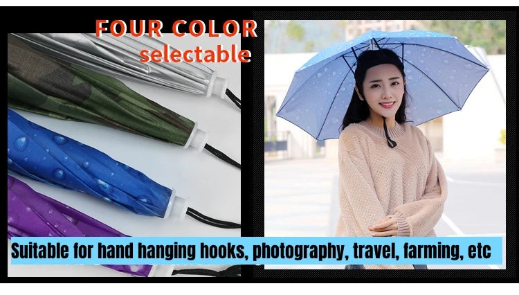 Portable Rain Umbrella Uv Protection Head Umbrella Hat Foldable Outdoor Travel Fishing Sunshade Waterproof Camping Cap Headwear