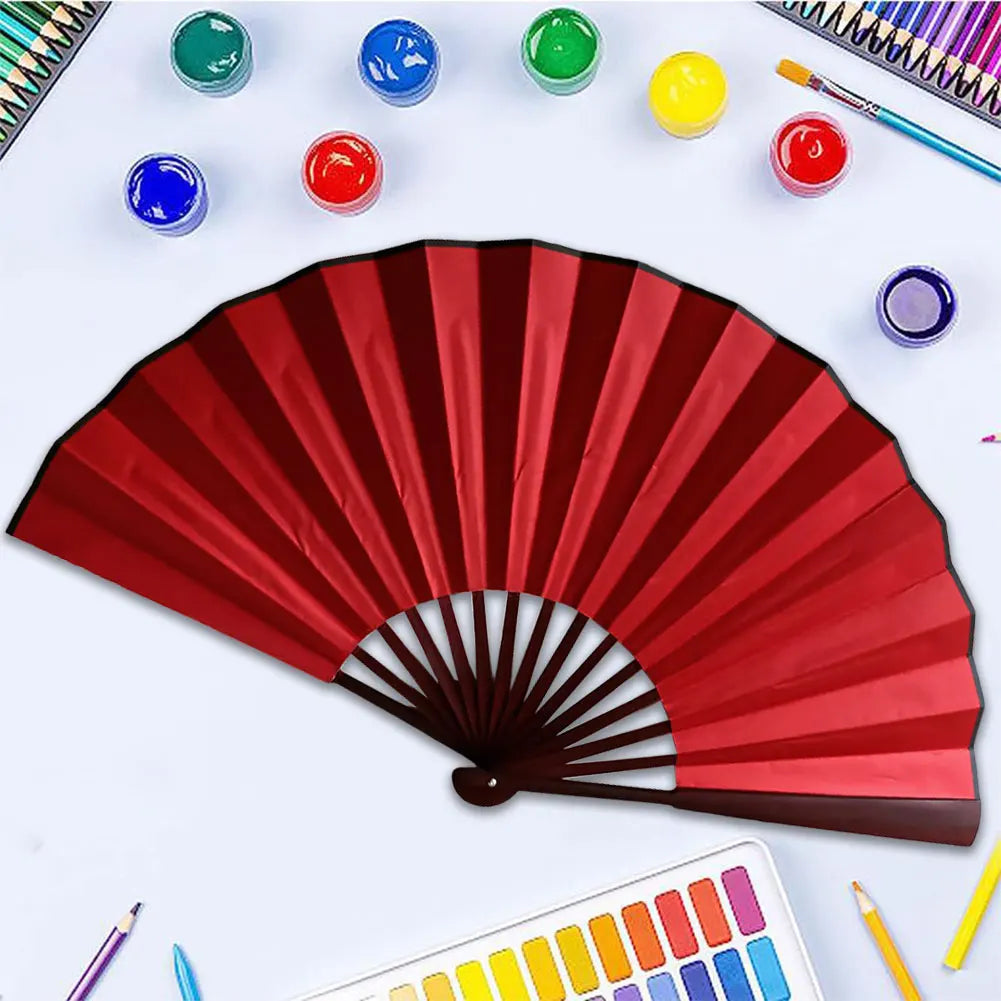 10 Inch Folding Fan Antiquity DIY Painting Fan Blank Handheld Fan Chinese for Home Dancing Party Wedding Decoration