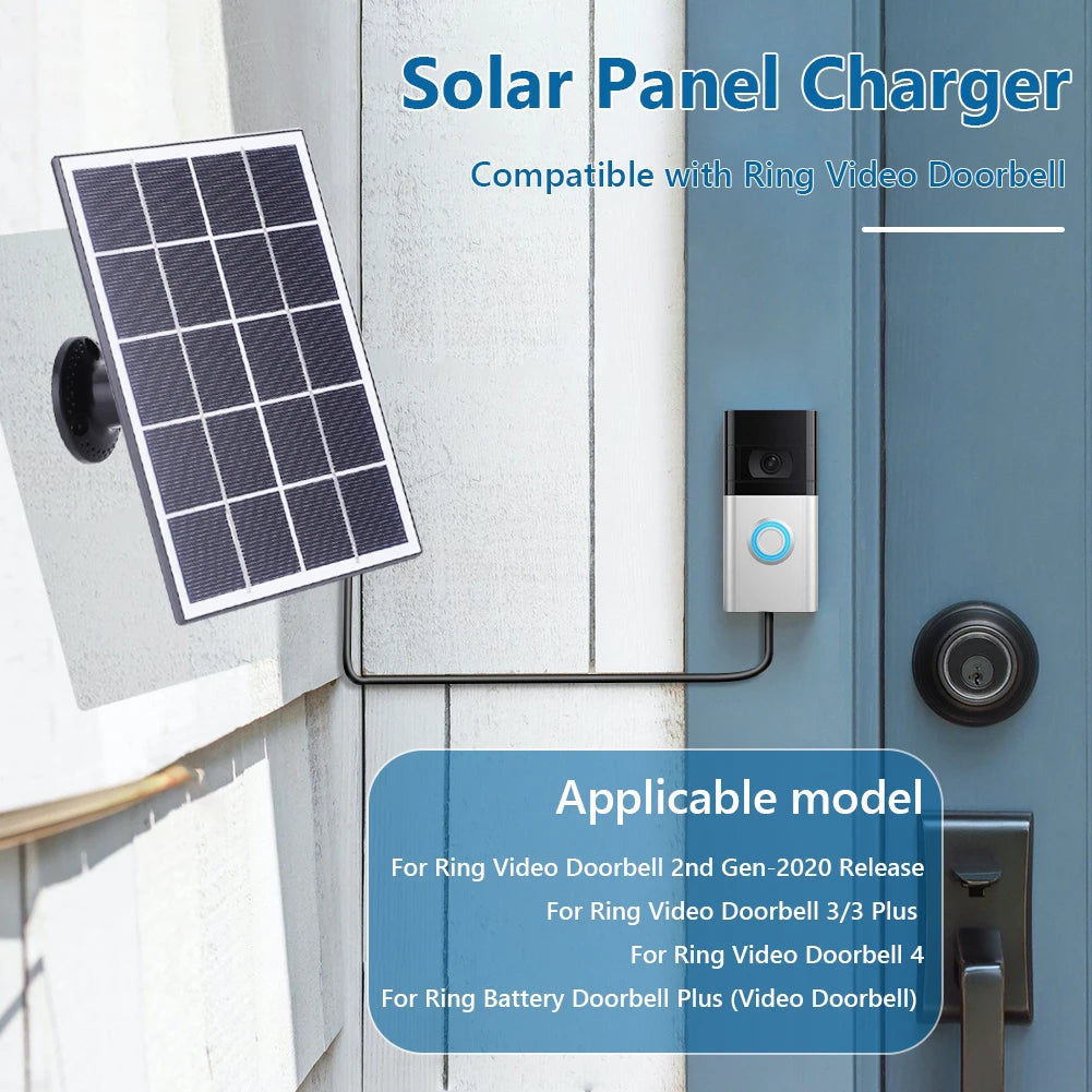 Solar Panel Kit 9.8Ft Charging Cable Solar Charging Panel for Ring Video Doorbell 4/3/3 Plus/2
