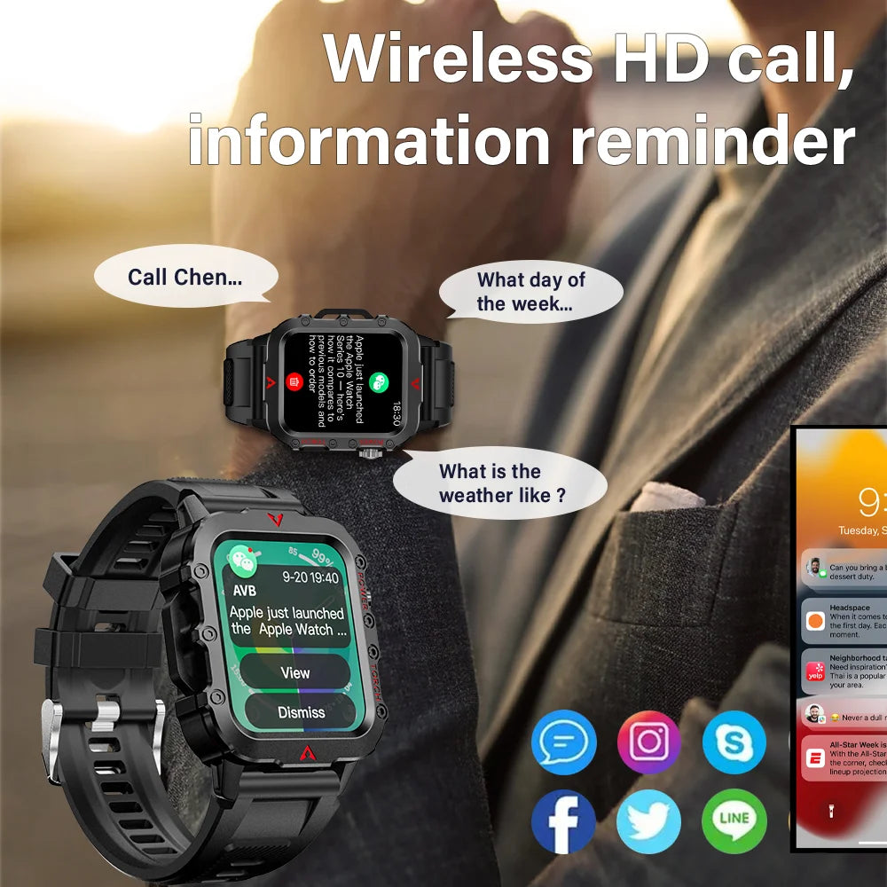 Sports Smart Watch 1.71 Bluetooth Talking Watch Multi Sport LED Flashlight Outdoor Smart Watch