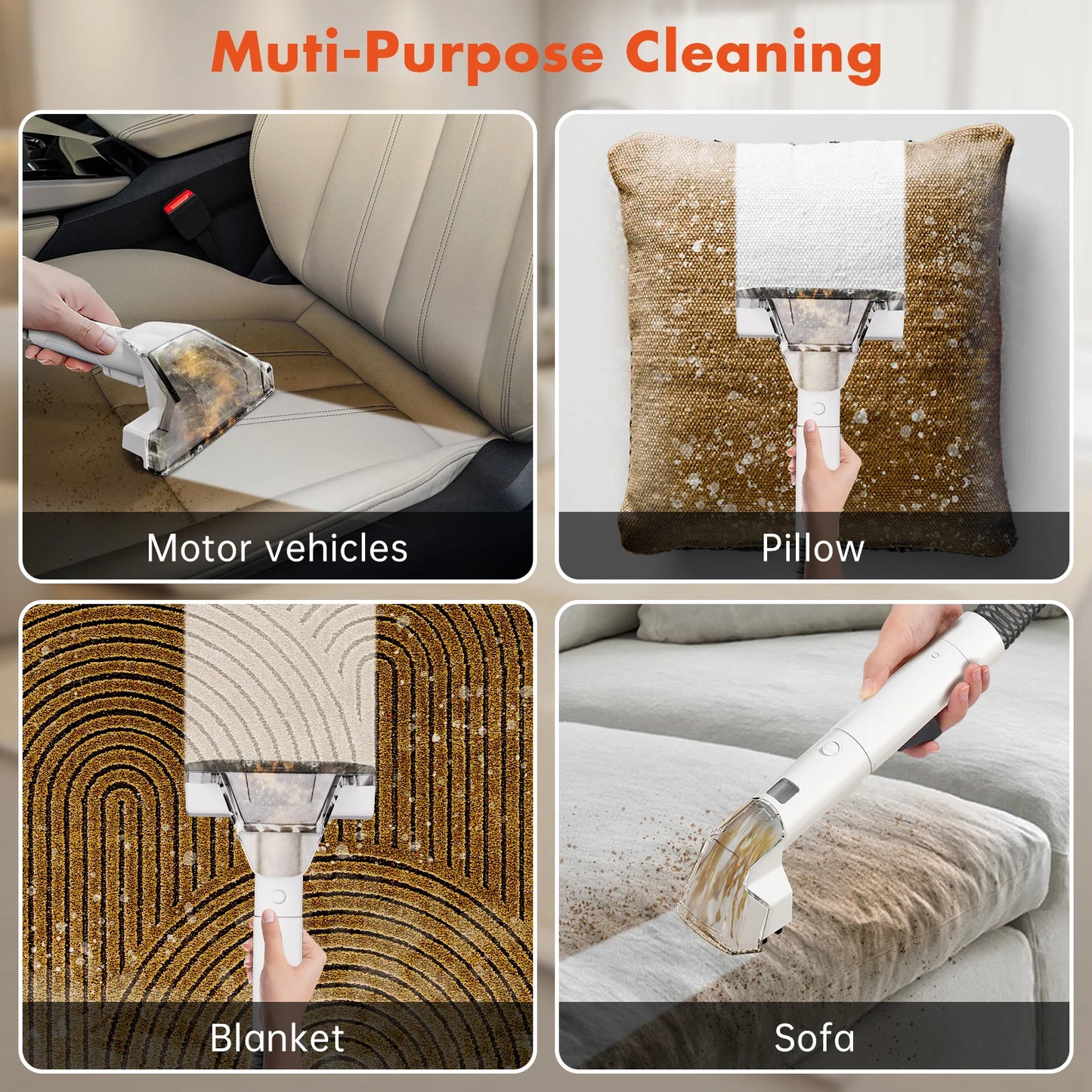 RAYFURN W07 Carpet Vaccum Cleaner 450W 15KPa Suction Power Handheld Spot Clean Machine Smart Home Appliance for Sofa Pet Hair