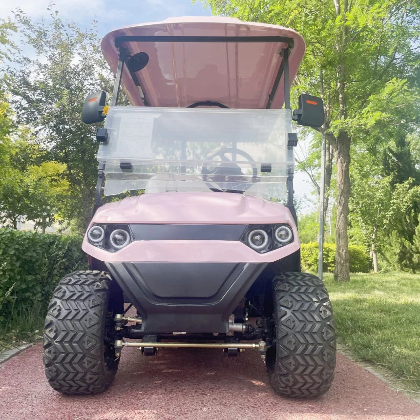 Factory Supply 4 Wheel Beautiful Pink Color Electric Golf Cart 30% Max Driving Slope Electric Car 4 Passenger Street Legal