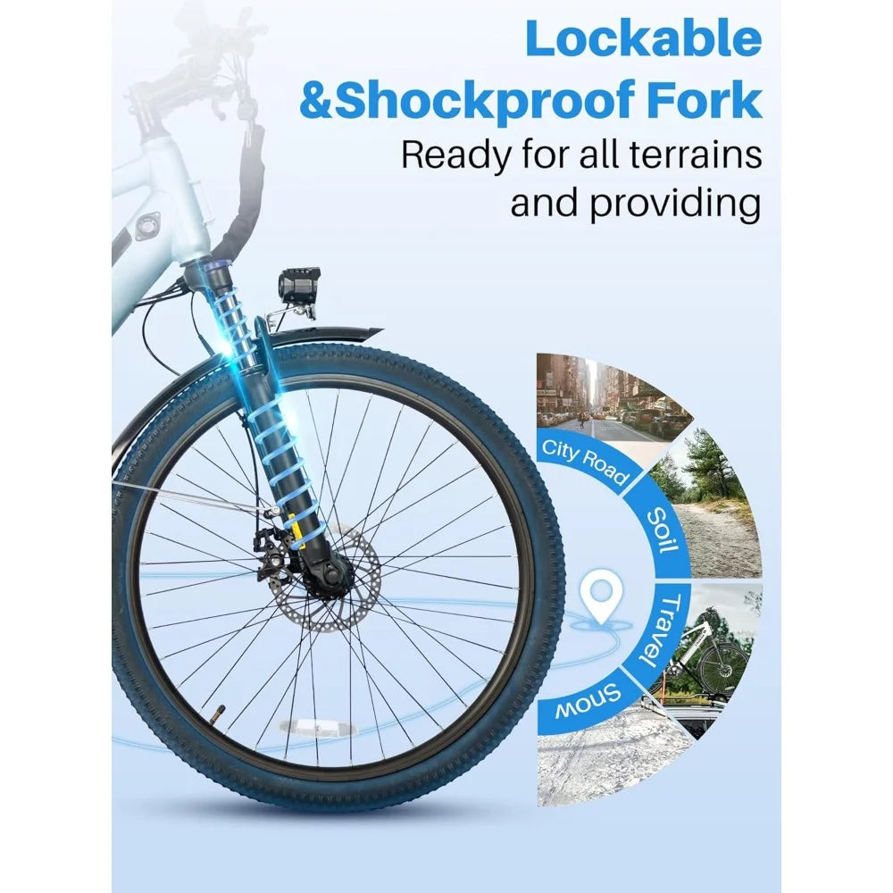 Adult Electric Bike with Peak 500W Brushless Motor, 35 Mile 324 Removable Battery