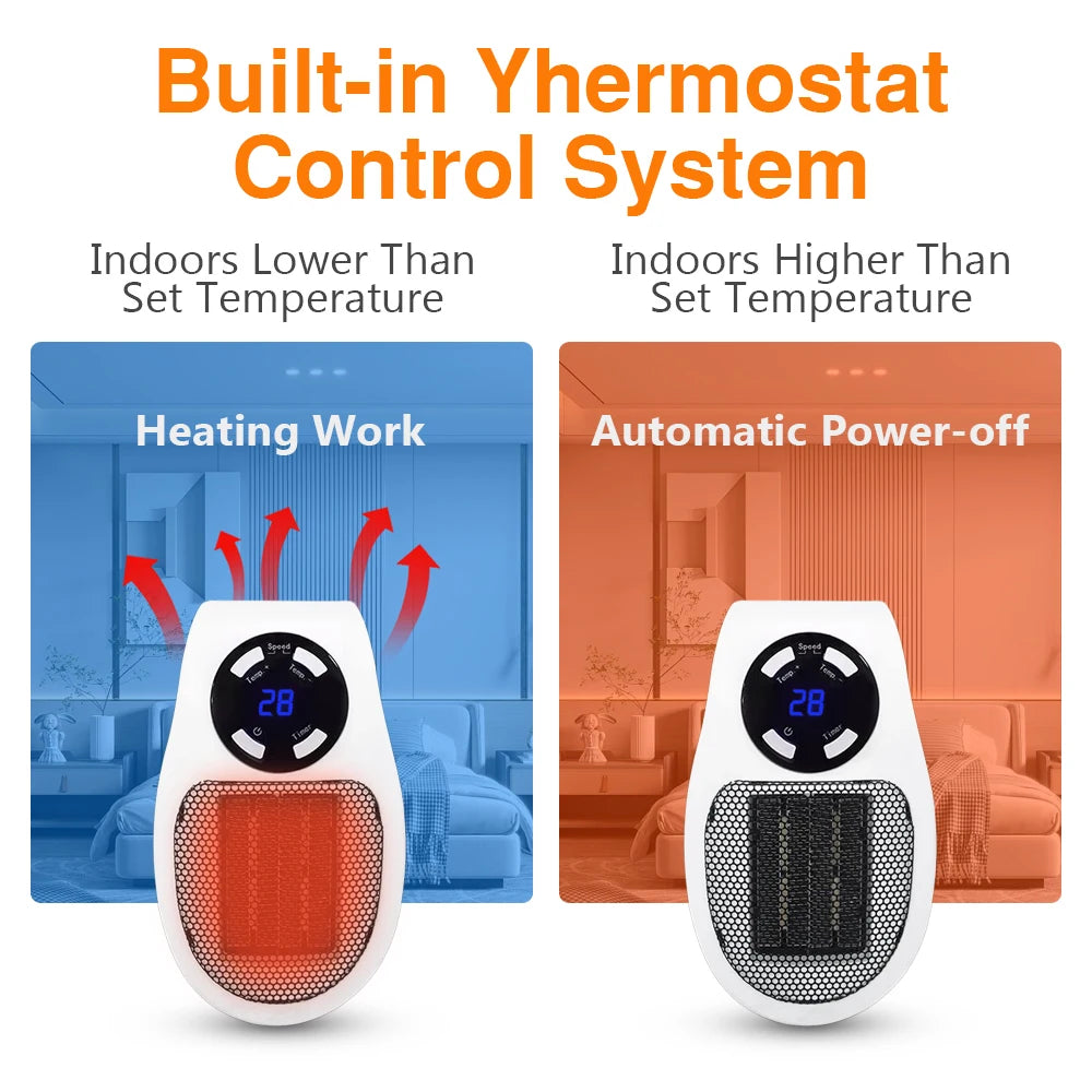 Portable Heater Electric Heater Plug In Wall Room Heater Home Appliance Heating Stove Mini Radiator Remote