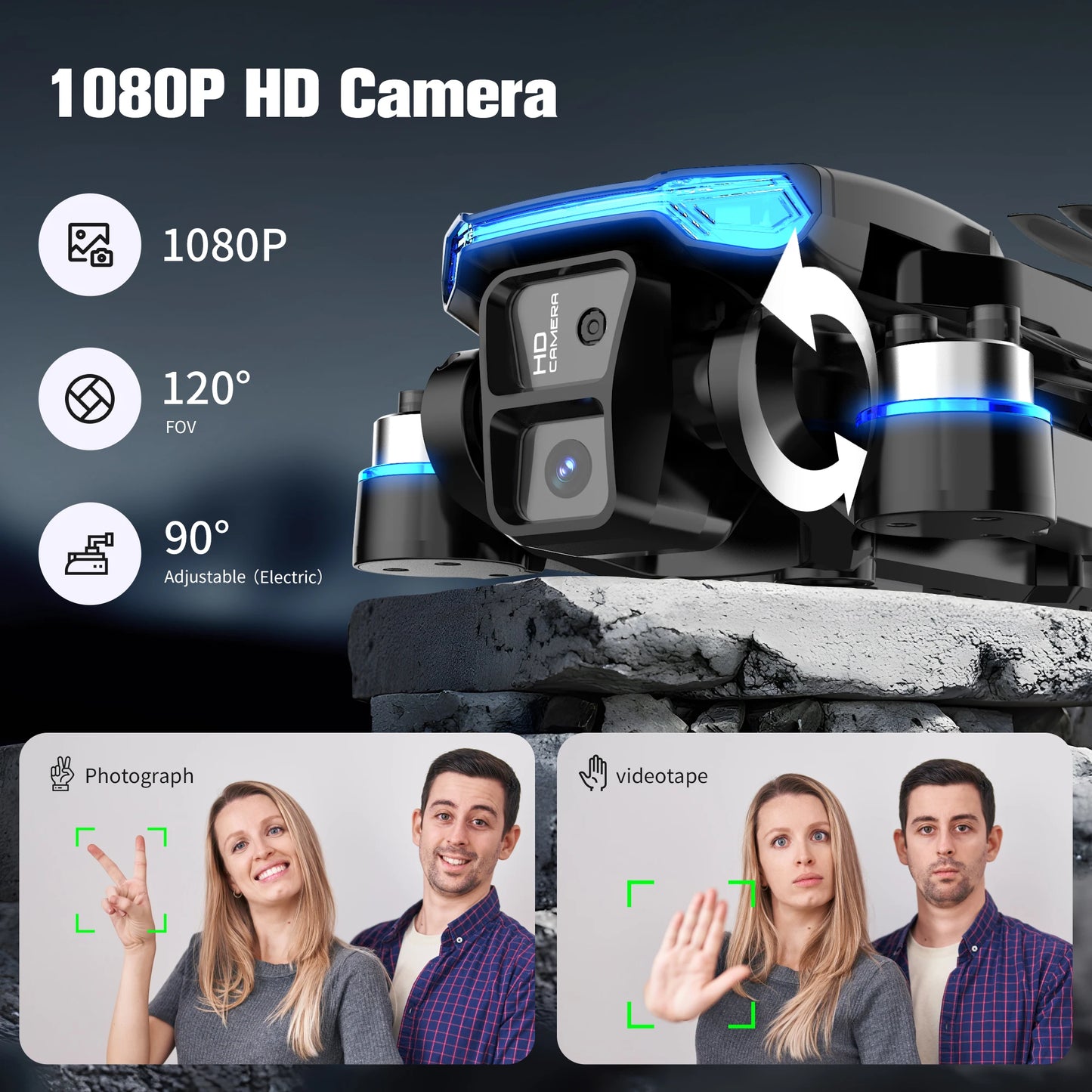 RC Drone 1080P HD Camera Brushless Motor Low-Power/Remote Alarm