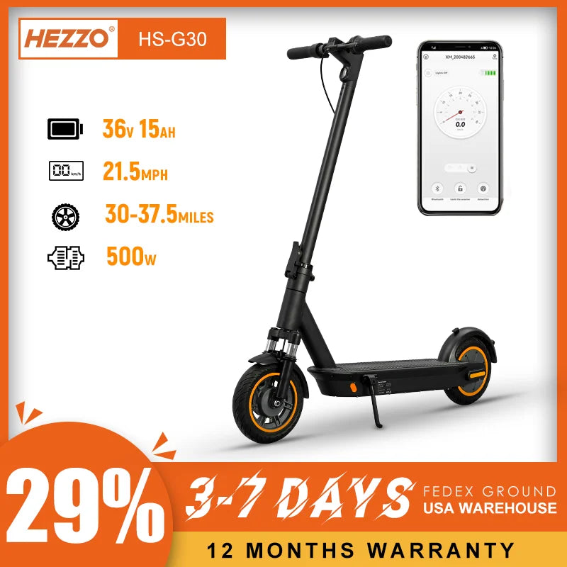 Electric Scooter 36v 15.6Ah 500W 21.8Mph Powerful 10 inch Maximum 37.5MILES Long Distance