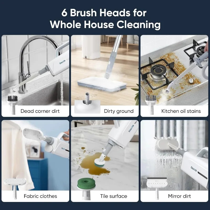 Steam Mop for Floor Cleaning, Steam Cleaner for Home with Detachable Handheld 6-in-1 Multi-function Attachments for Hardwood