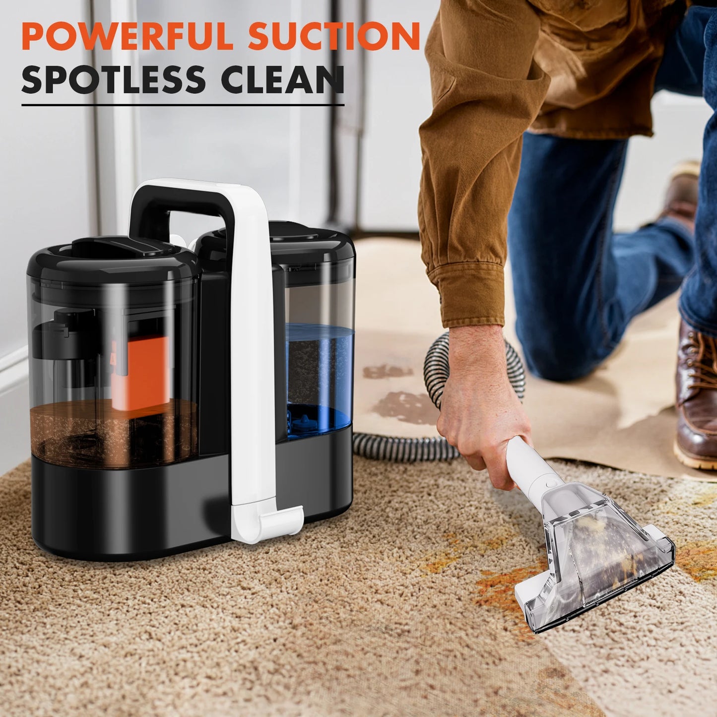 RAYFURN W07 Carpet Vaccum Cleaner 450W 15KPa Suction Power Handheld Spot Clean Machine Smart Home Appliance for Sofa Pet Hair