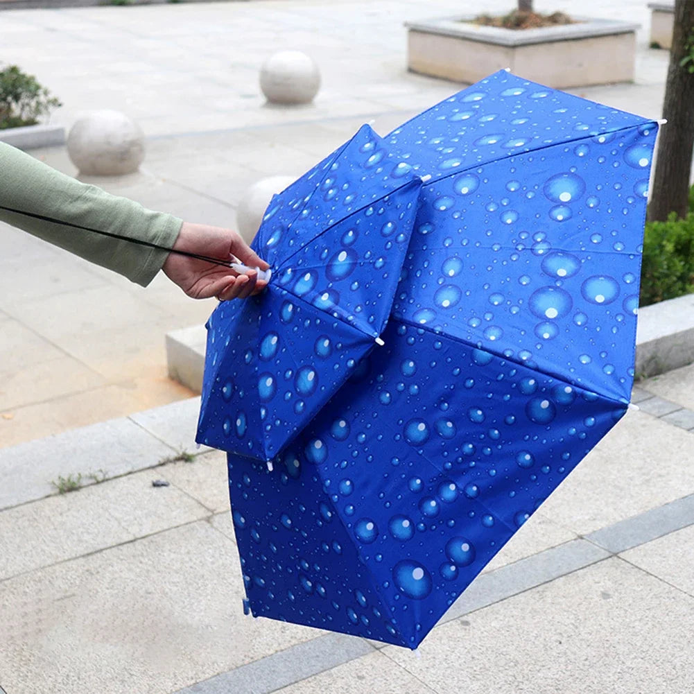 Portable Rain Umbrella Hat Foldable Outdoor Sun Shade Caps Waterproof Camping Fishing Headwear Cap Head-Mounted Beach Head Hats