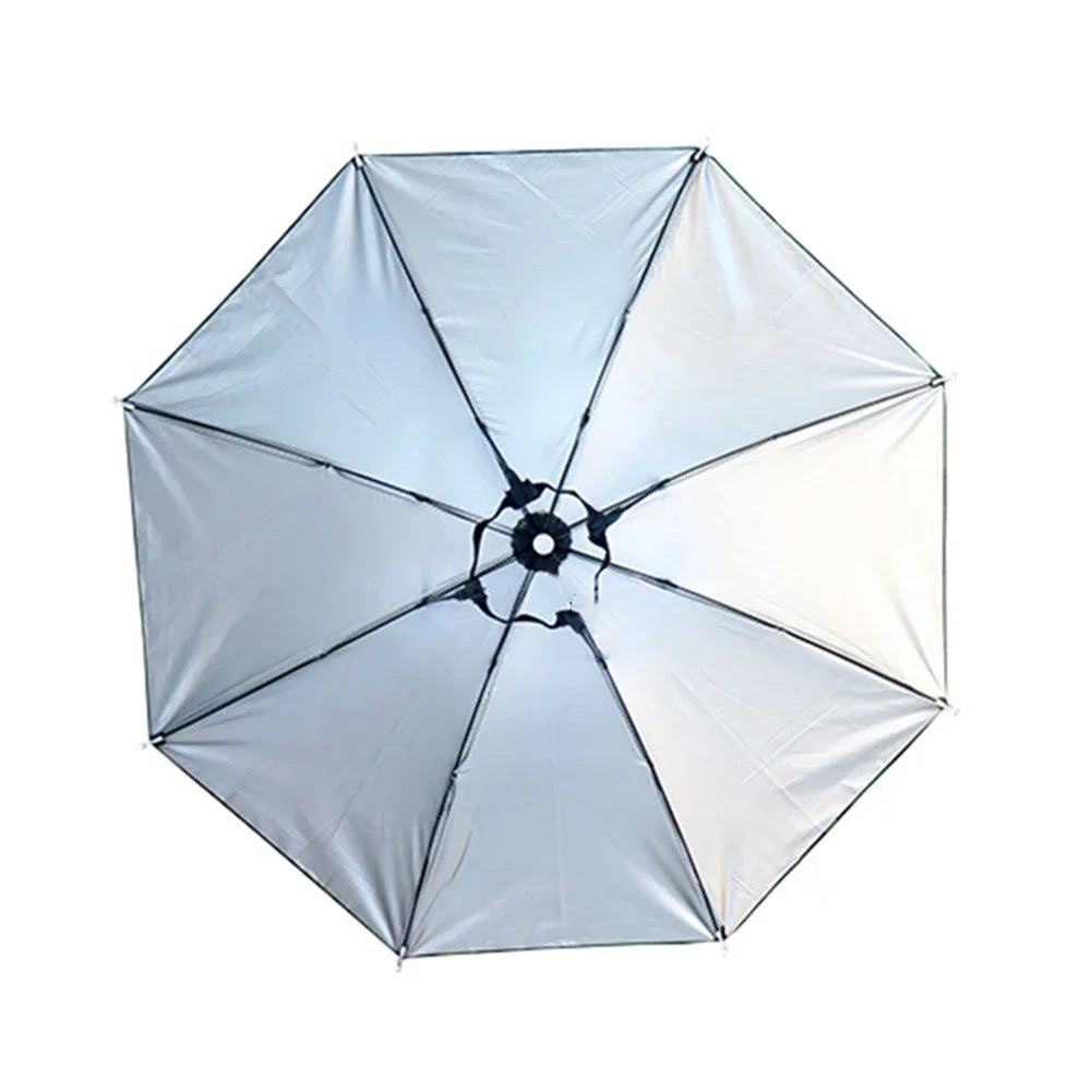 Portable Rain Umbrella Hat Foldable Outdoor Sun Shade Caps Waterproof Camping Fishing Headwear Cap Head-Mounted Beach Head Hats