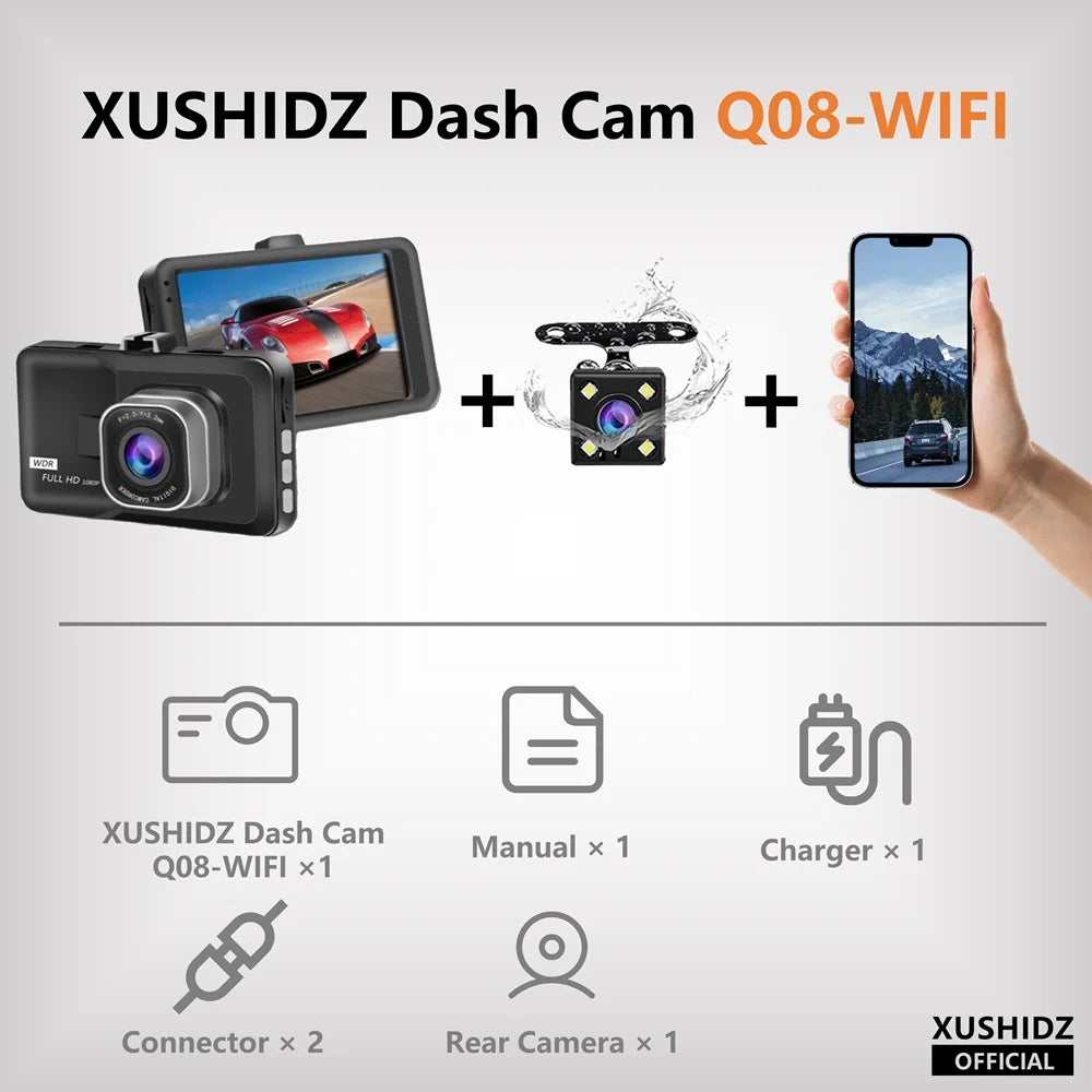 G-sensor Dual-Channel Dash camera Vehicle Video Recorder Night Vision Car Camera Dashcam DVR Rear
