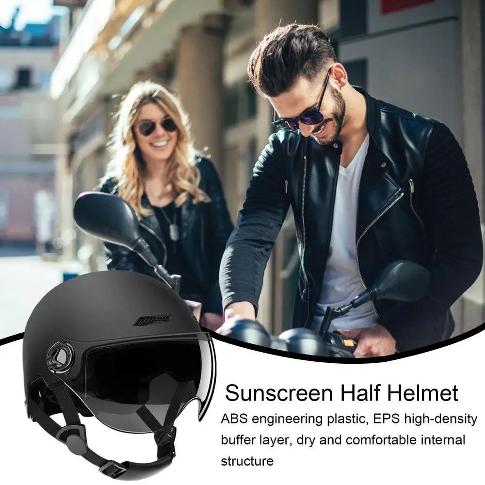Electric Motorcycle Helmet Motor Car Scooter Bike Men Woman Open Face Half Helmet Anti-UV Safety Hat Bicycle Cap with Goggles